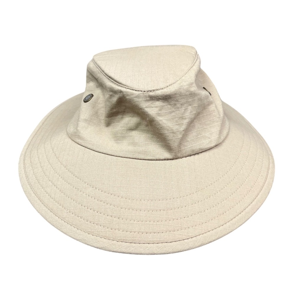 GoldCoast Sunwear Khaki Ripstop Cotton Boonie Hat Wide Brim Chin Strap Size LX